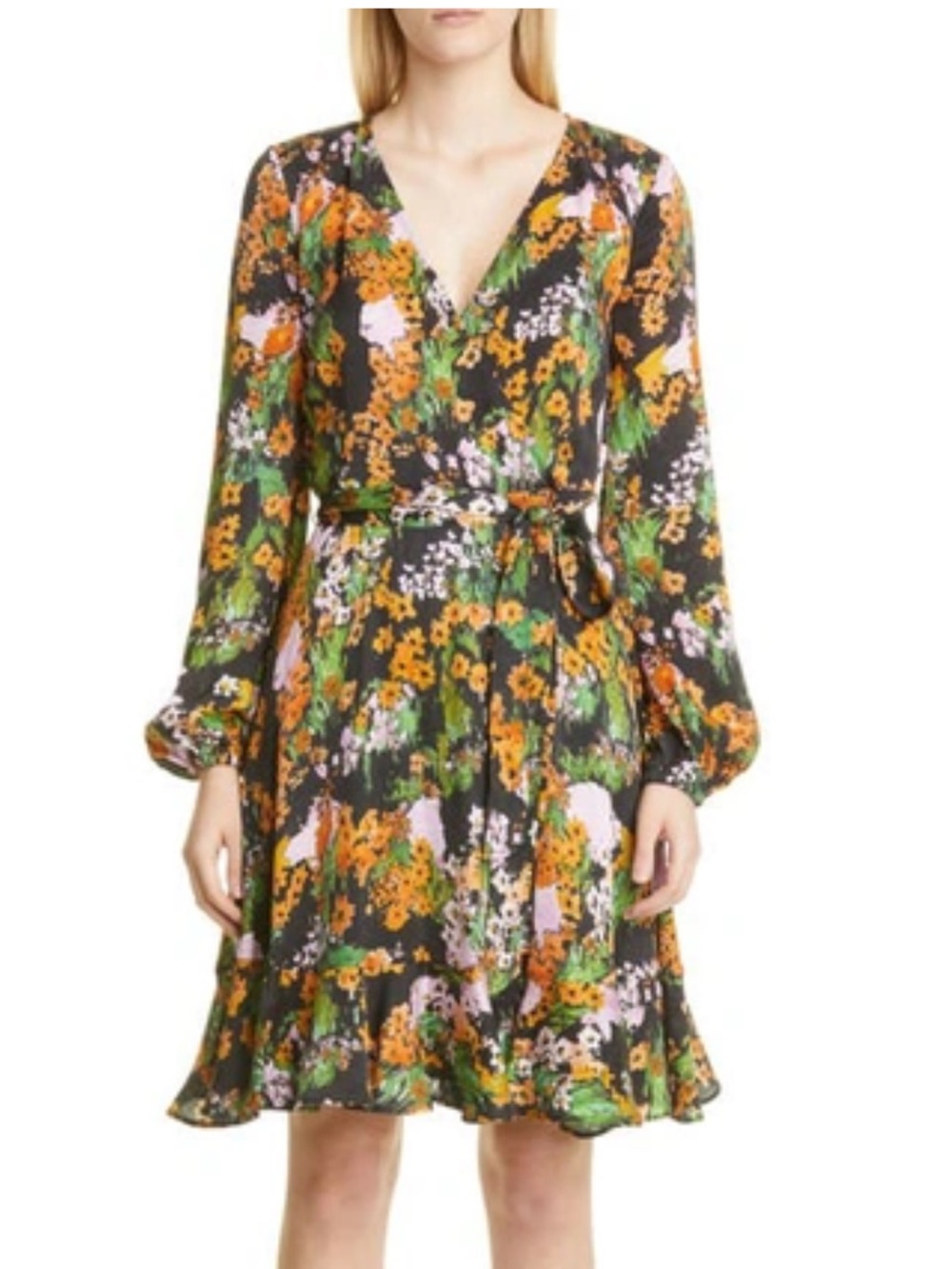 Stine Goya Rania Floral Long Sleeve Wrap Dress